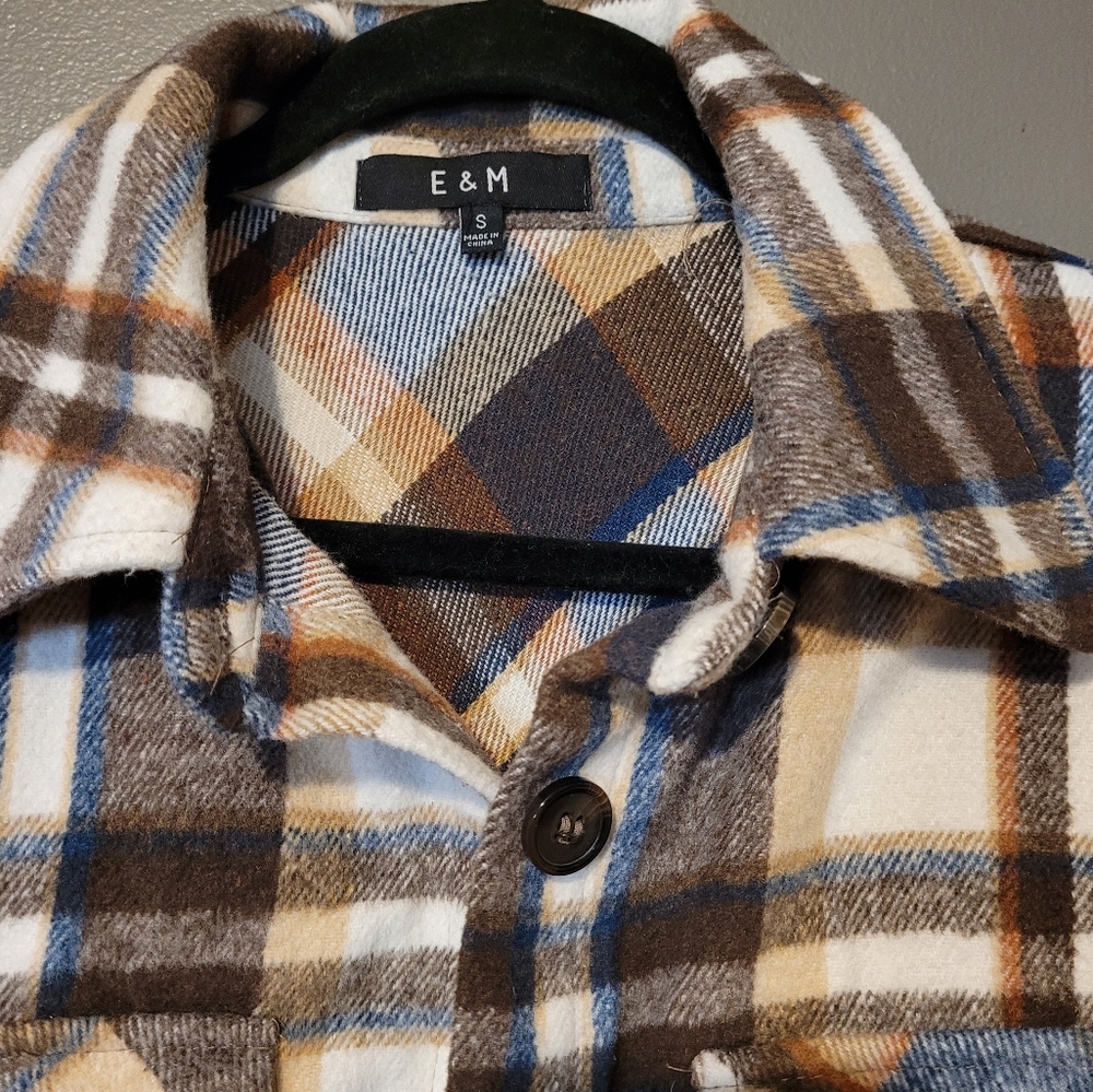 E & M Plaid Flannel Barn Coat S - Picture 5 of 6